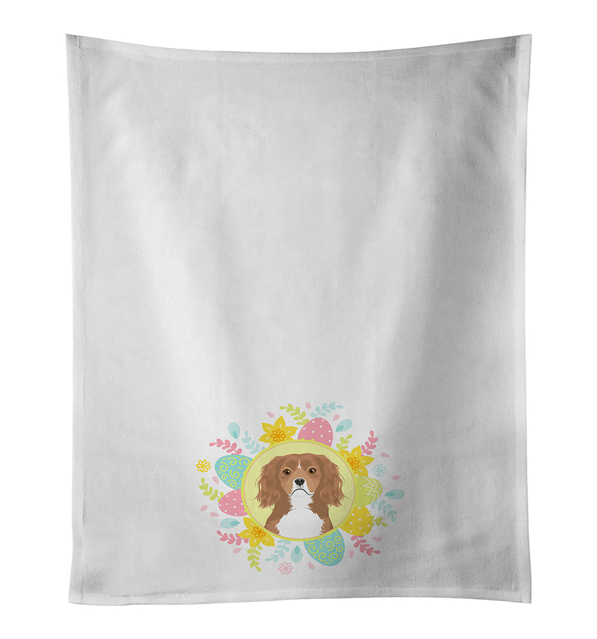 NEW Cavalier King Charles Spaniel Ruby Easter Kitchen Towel Set of 2 White Dish Towels Decorative Bathroom Hand towel for Hand, Face, Hair, Yoga, Tea, Dishcloth, 19 X 28", White