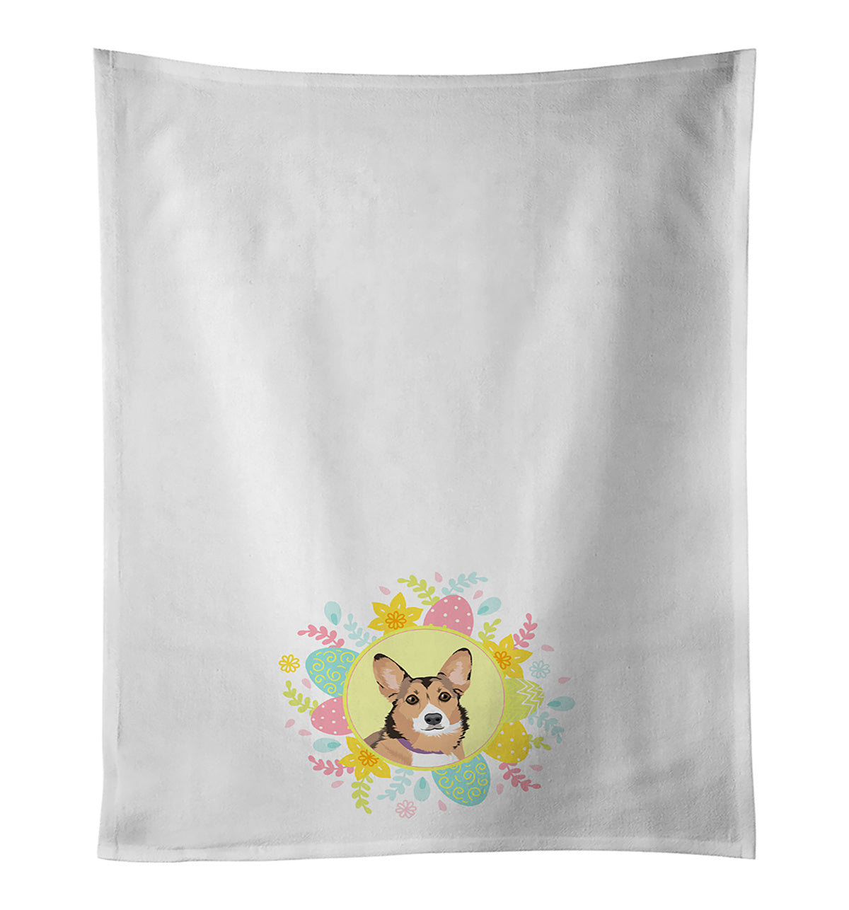 NEW Pembroke Welsh Corgi Sable and White Easter Kitchen Towel Set of 2 White Dish Towels Decorative Bathroom Hand towel for Hand, Face, Hair, Yoga, Tea, Dishcloth, 19 X 28", White