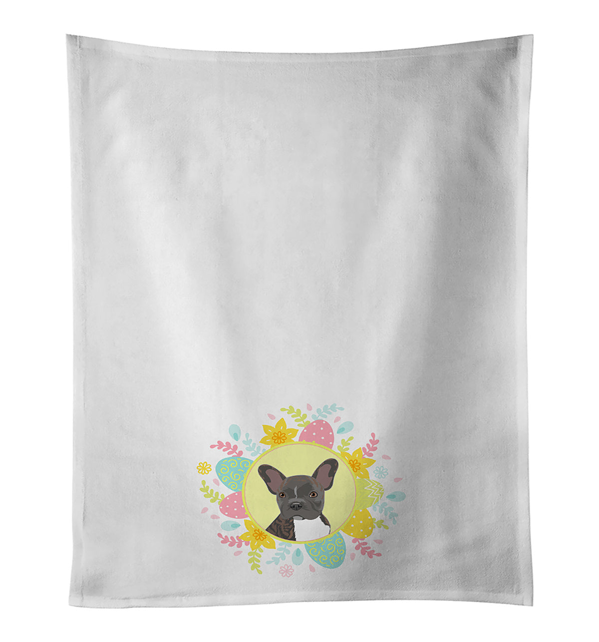 NEW French Bulldog Brindle #2 Easter Kitchen Towel Set of 2 White Dish Towels Decorative Bathroom Hand towel for Hand, Face, Hair, Yoga, Tea, Dishcloth, 19 X 28", White