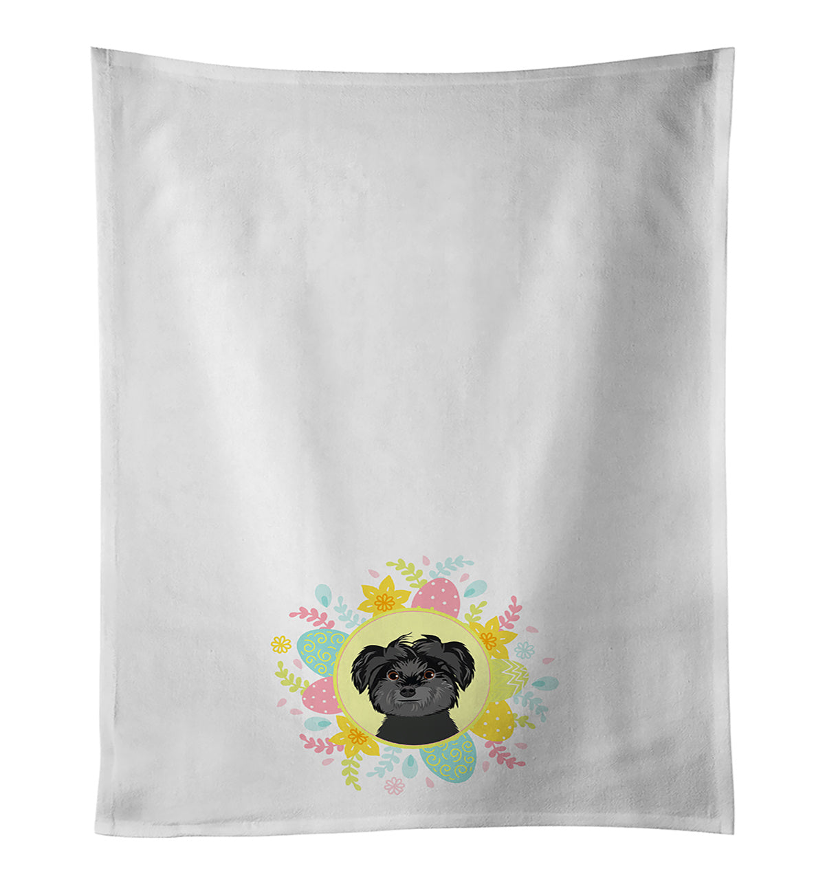 NEW Shih-Tzu Black Easter Kitchen Towel Set of 2 White Dish Towels Decorative Bathroom Hand towel for Hand, Face, Hair, Yoga, Tea, Dishcloth, 19 X 28", White