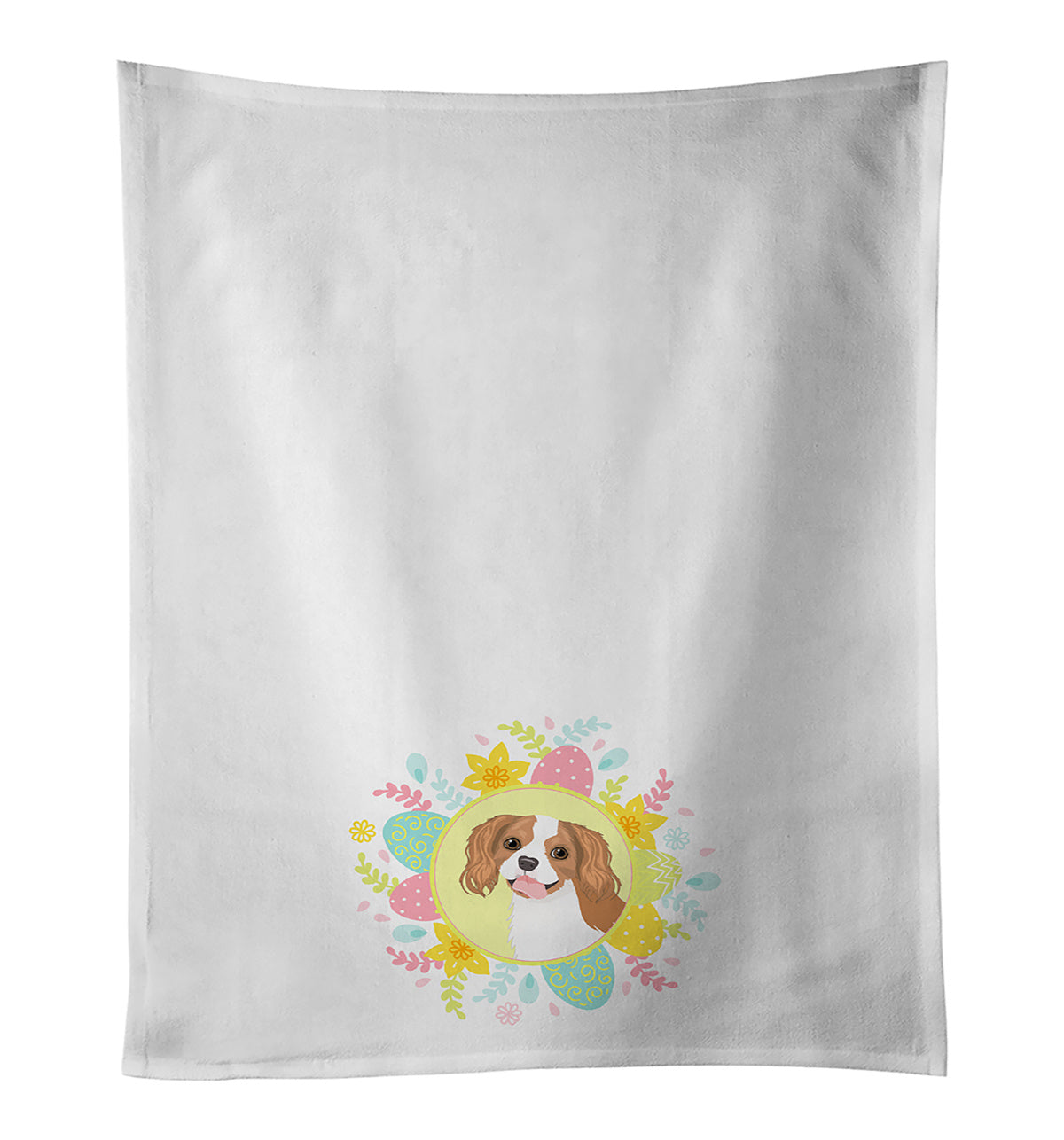 NEW Cavalier King Charles Spaniel Blenheim #2 Easter Kitchen Towel Set of 2 White Dish Towels Decorative Bathroom Hand towel for Hand, Face, Hair, Yoga, Tea, Dishcloth, 19 X 28", White