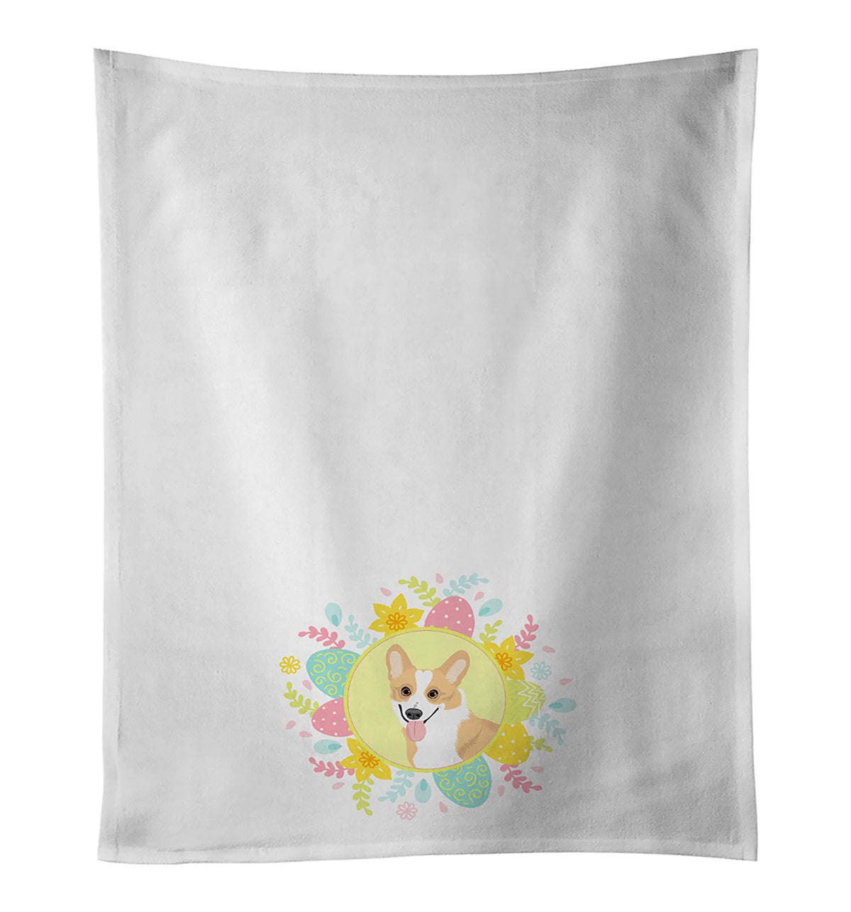 NEW Pembroke Corgi Red and White Easter Kitchen Towel Set of 2 White Dish Towels Decorative Bathroom Hand towel for Hand, Face, Hair, Yoga, Tea, Dishcloth, 19 X 28", White