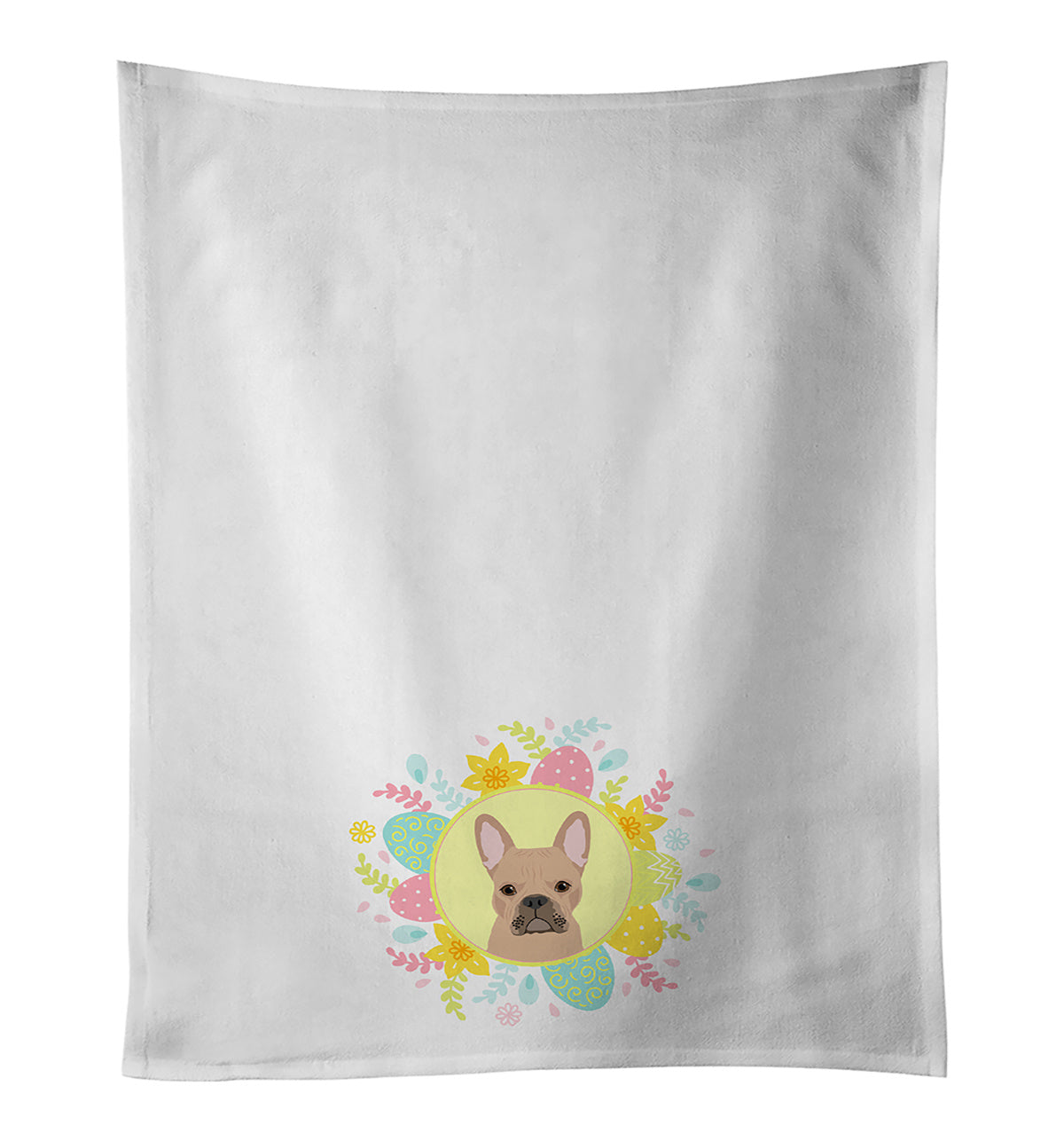 NEW French Bulldog Cream Easter Kitchen Towel Set of 2 White Dish Towels Decorative Bathroom Hand towel for Hand, Face, Hair, Yoga, Tea, Dishcloth, 19 X 28", White