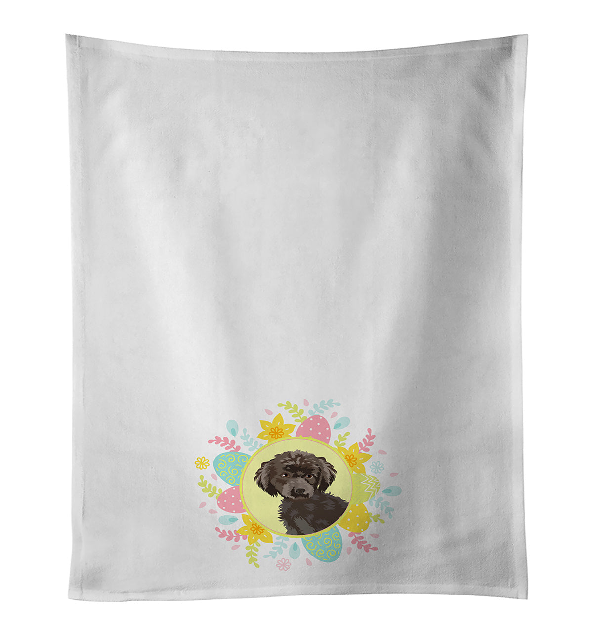 Poodle Toy Brown Easter Kitchen Towel Set of 2 White Dish Towels Decorative Bathroom Hand towel for Hand, Face, Hair, Yoga, Tea, Dishcloth, 19 X 28", White