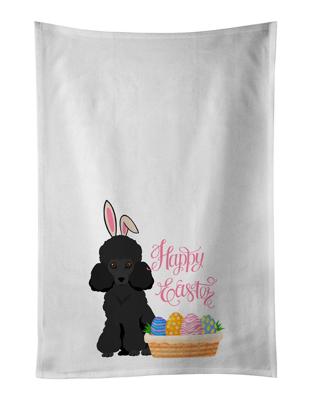 NEW Toy Black Poodle Easter Kitchen Towel Set of 2 White Dish Towels Decorative Bathroom Hand towel for Hand, Face, Hair, Yoga, Tea, Dishcloth, 19 X 28", White