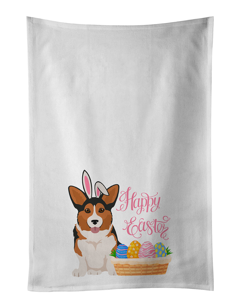 NEW Sable Pembroke Corgi Easter Kitchen Towel Set of 2 White Dish Towels Decorative Bathroom Hand towel for Hand, Face, Hair, Yoga, Tea, Dishcloth, 19 X 28", White