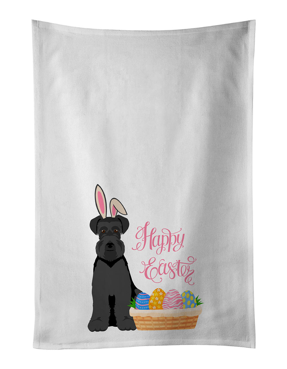 NEW Black Natural Ears Schnauzer Easter Kitchen Towel Set of 2 White Dish Towels Decorative Bathroom Hand towel for Hand, Face, Hair, Yoga, Tea, Dishcloth, 19 X 28", White