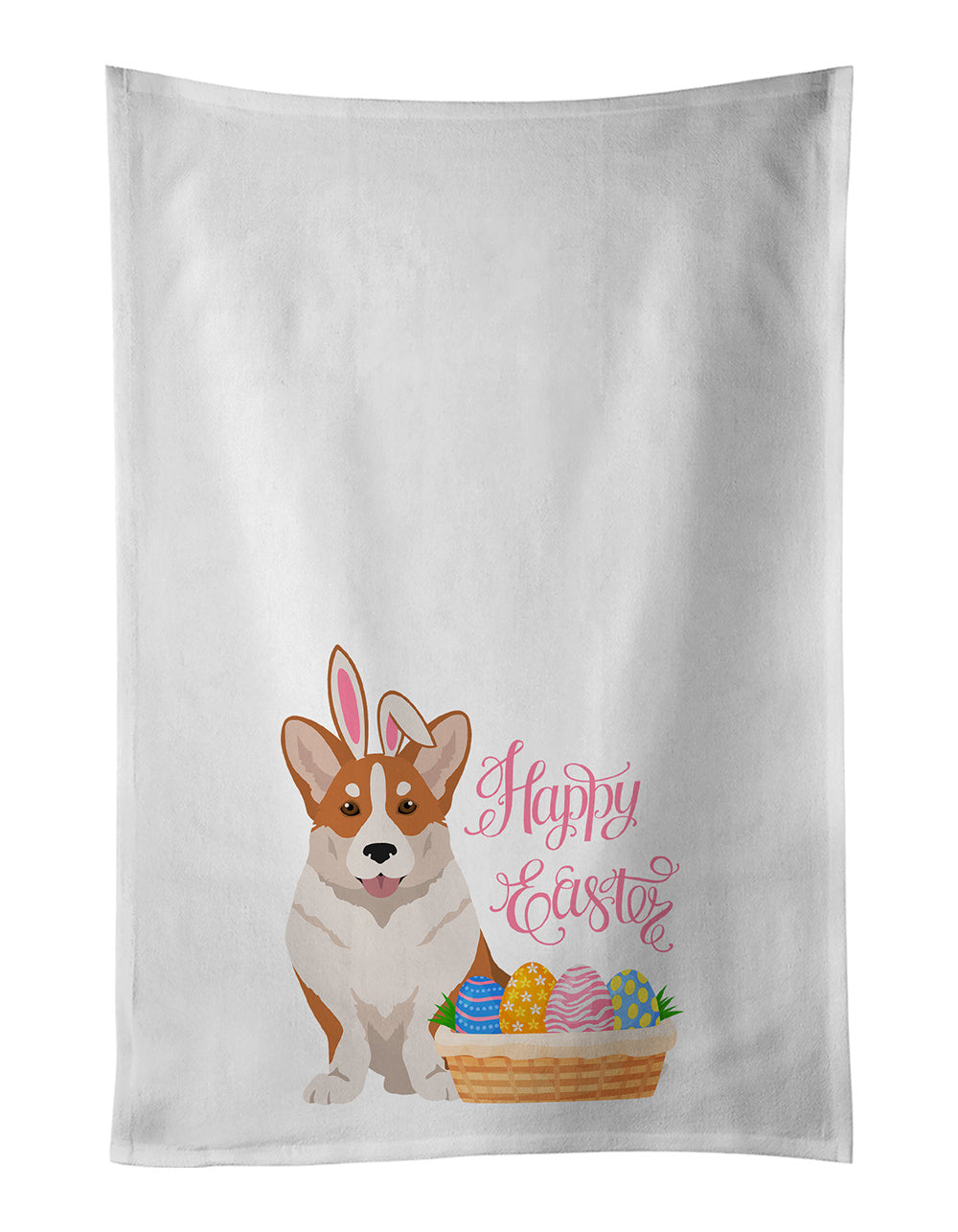 NEW Red Cardigan Corgi Easter Kitchen Towel Set of 2 White Dish Towels Decorative Bathroom Hand towel for Hand, Face, Hair, Yoga, Tea, Dishcloth, 19 X 28", White