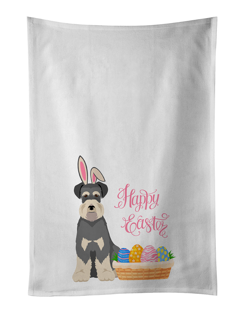 NEW Salt Pepper Natural Ears Schnauzer Easter Kitchen Towel Set of 2 White Dish Towels Decorative Bathroom Hand towel for Hand, Face, Hair, Yoga, Tea, Dishcloth, 19 X 28", White