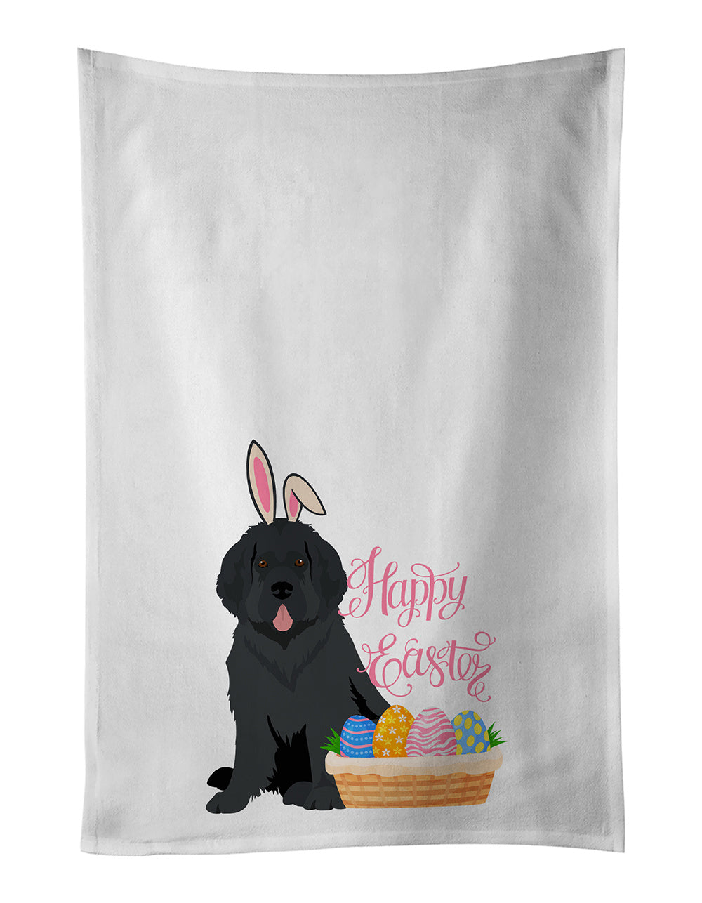 NEW Black Newfoundland Easter Kitchen Towel Set of 2 White Dish Towels Decorative Bathroom Hand towel for Hand, Face, Hair, Yoga, Tea, Dishcloth, 19 X 28", White