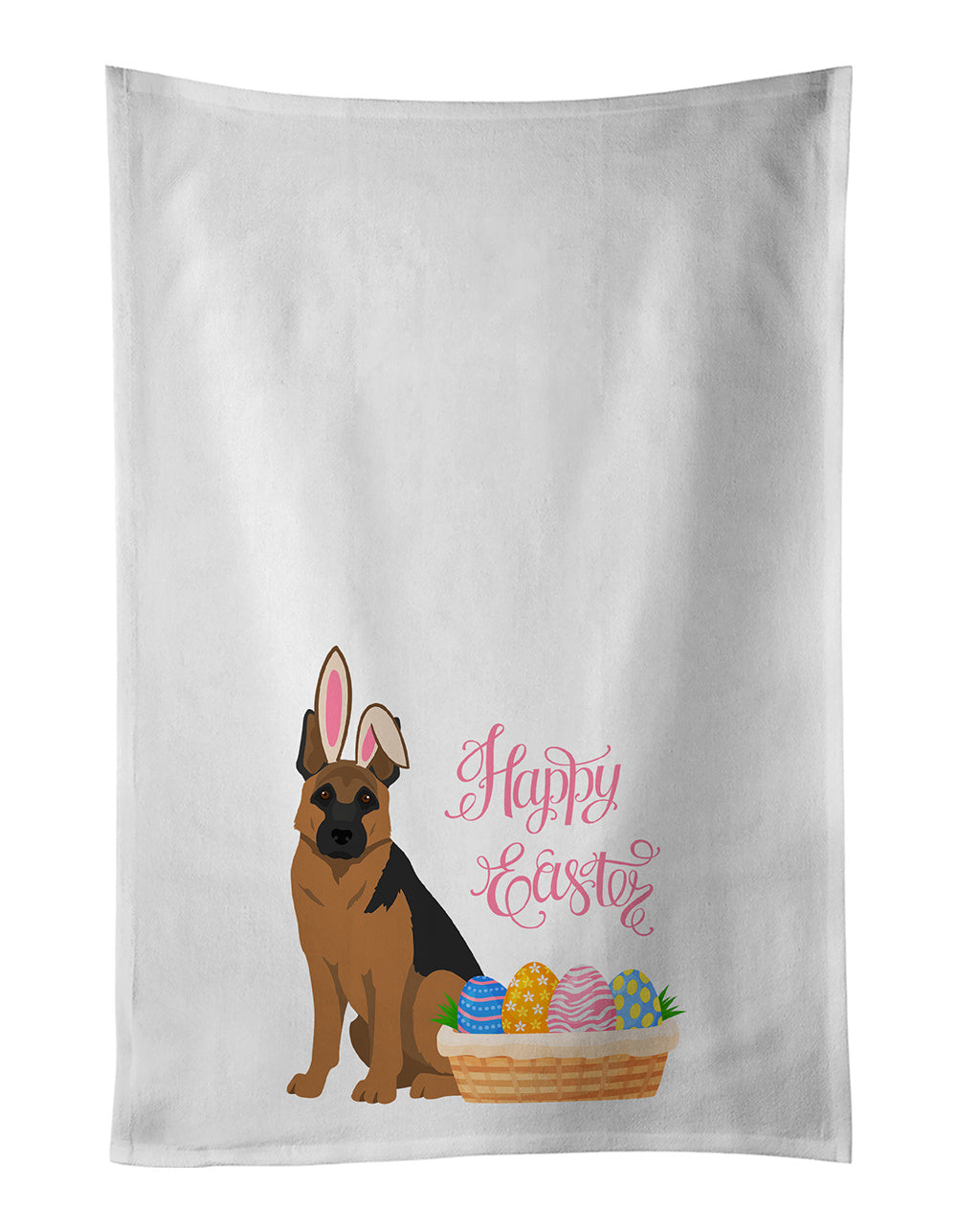 NEW Black and Tan German Shepherd Easter Kitchen Towel Set of 2 White Dish Towels Decorative Bathroom Hand towel for Hand, Face, Hair, Yoga, Tea, Dishcloth, 19 X 28", White