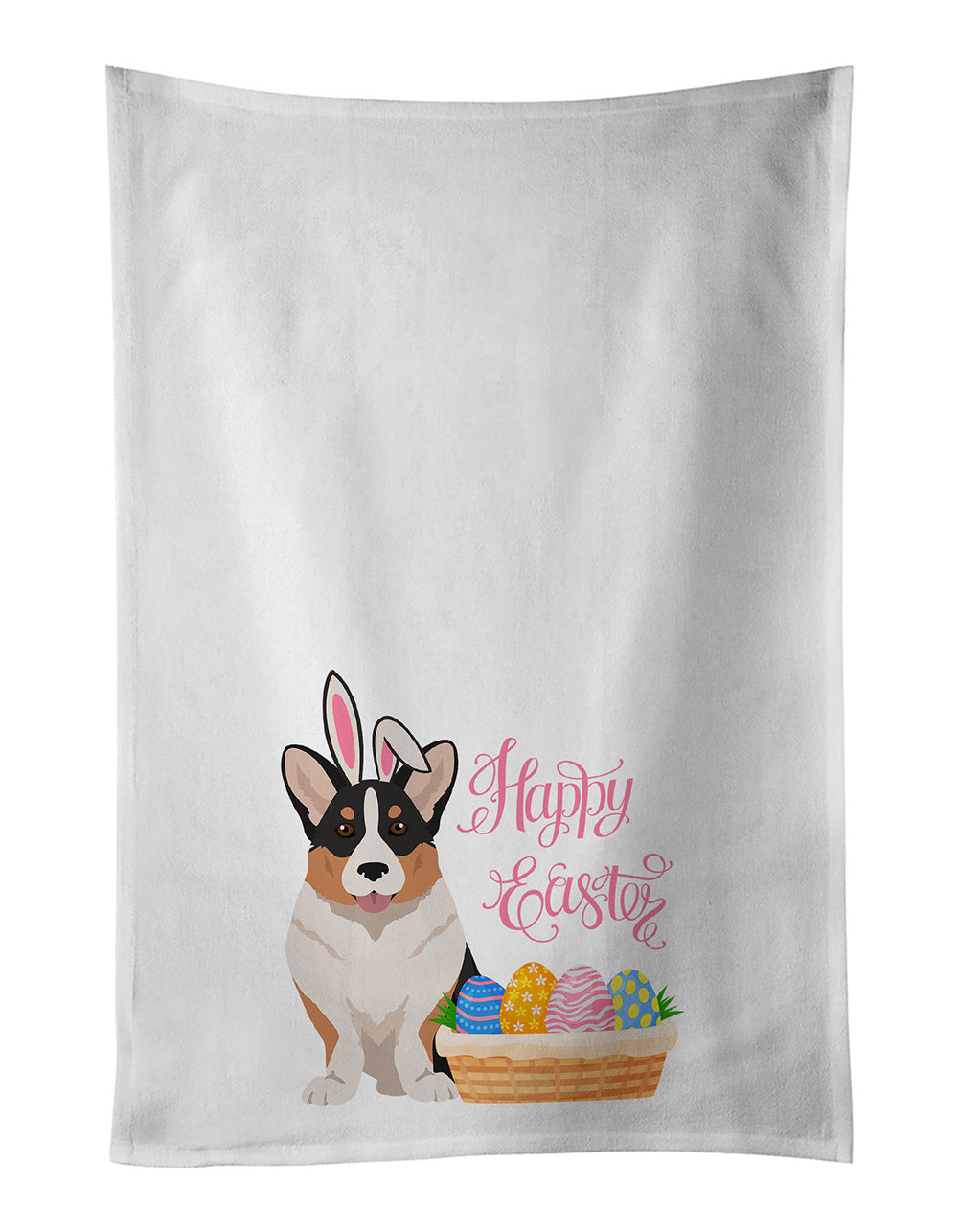 NEW Tricolor Cardigan Corgi Easter Kitchen Towel Set of 2 White Dish Towels Decorative Bathroom Hand towel for Hand, Face, Hair, Yoga, Tea, Dishcloth, 19 X 28", White