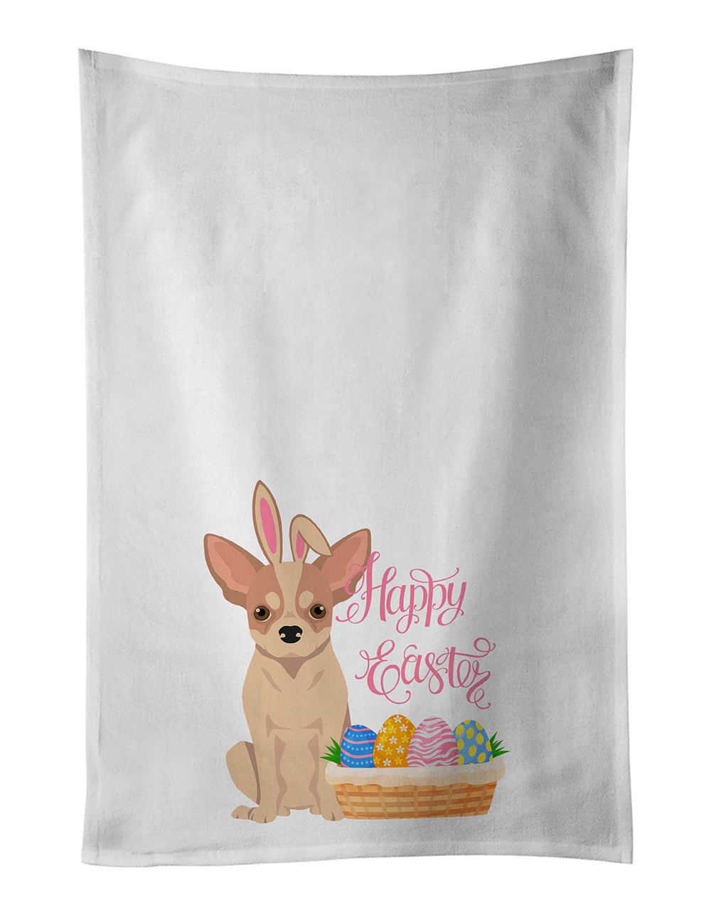 NEW Fawn and White Chihuahua Easter Kitchen Towel Set of 2 White Dish Towels Decorative Bathroom Hand towel for Hand, Face, Hair, Yoga, Tea, Dishcloth, 19 X 28", White