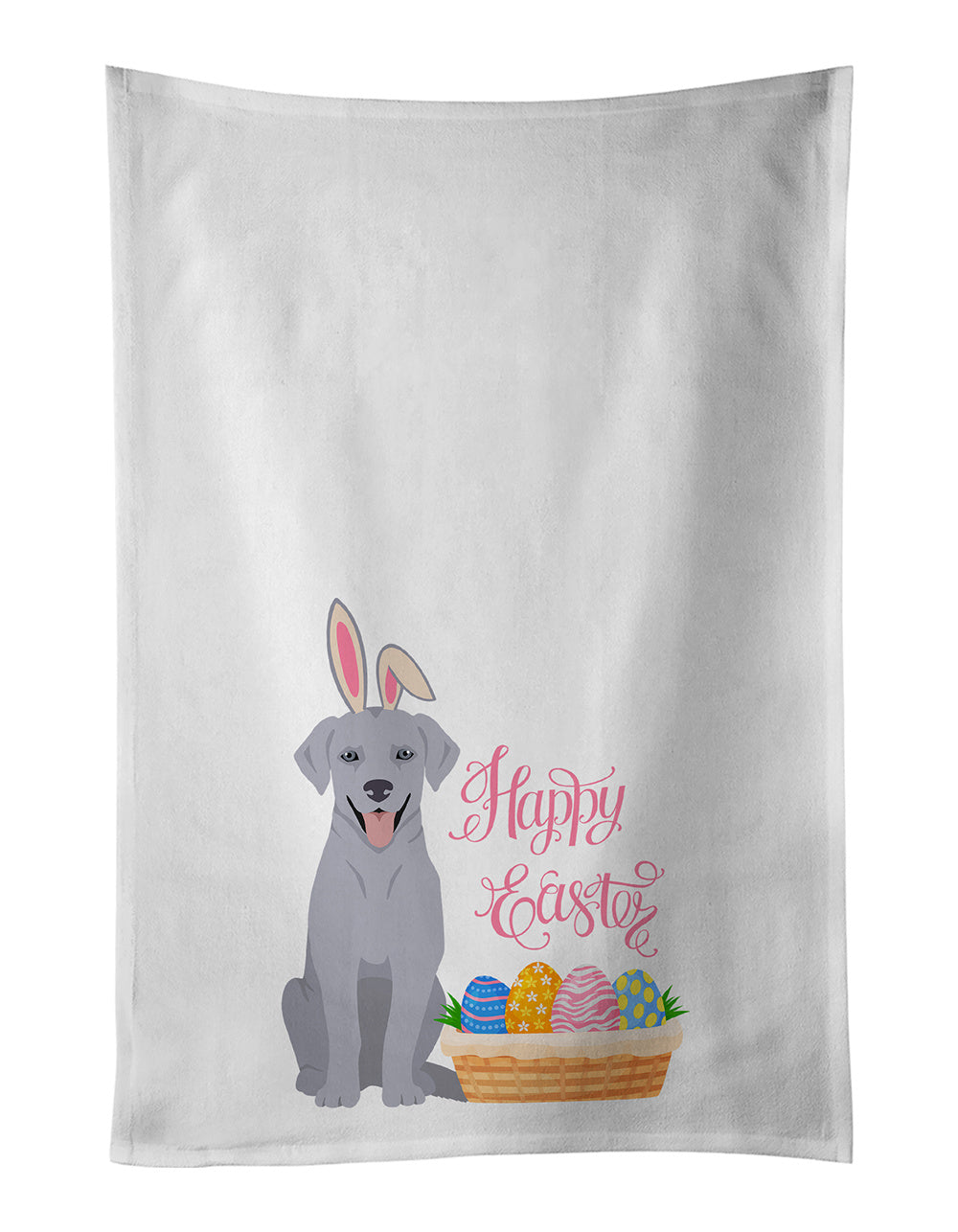 NEW Silver Labrador Retriever Easter Kitchen Towel Set of 2 White Dish Towels Decorative Bathroom Hand towel for Hand, Face, Hair, Yoga, Tea, Dishcloth, 19 X 28", White