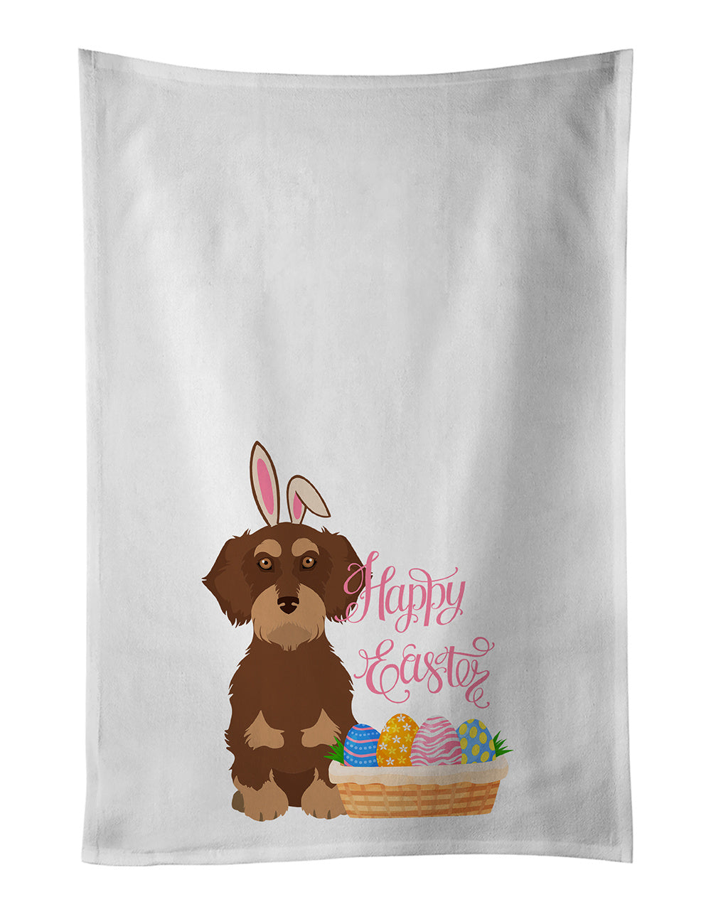 NEW Wirehair Red and Tan Dachshund Easter Kitchen Towel Set of 2 White Dish Towels Decorative Bathroom Hand towel for Hand, Face, Hair, Yoga, Tea, Dishcloth, 19 X 28", White