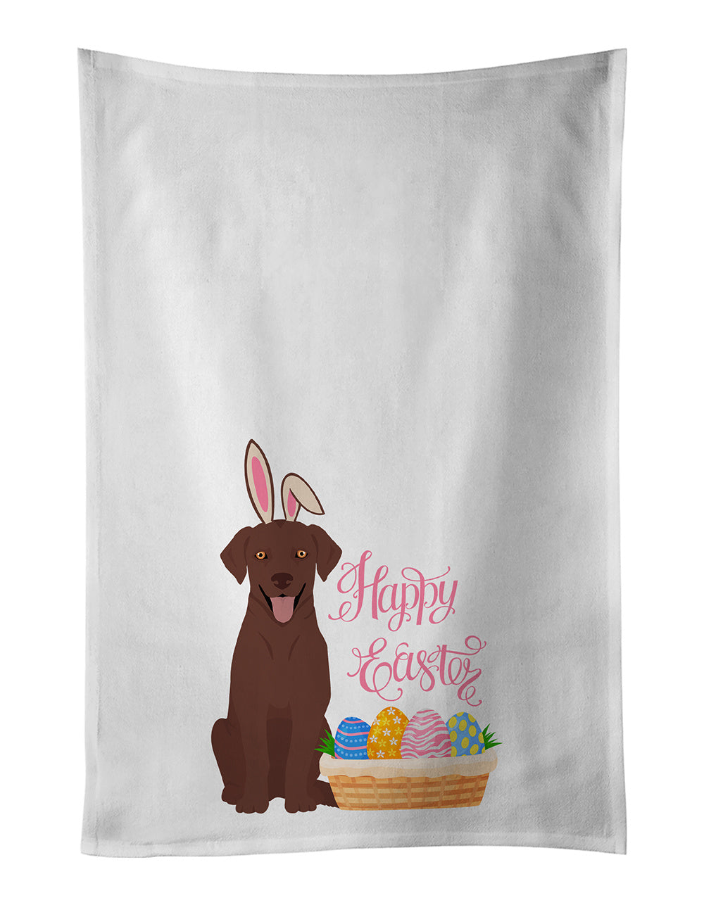 NEW Chocolate Labrador Retriever Easter Kitchen Towel Set of 2 White Dish Towels Decorative Bathroom Hand towel for Hand, Face, Hair, Yoga, Tea, Dishcloth, 19 X 28", White