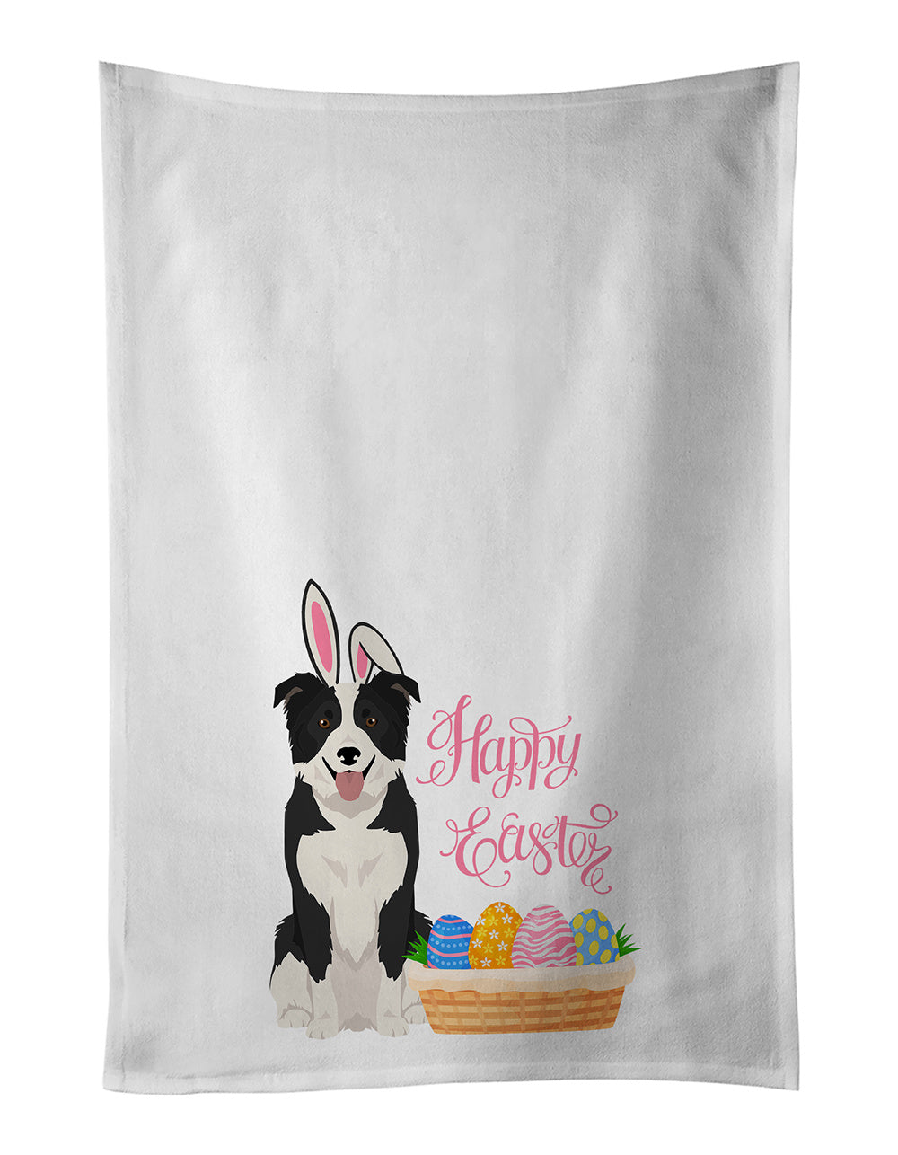 NEW Black and White Border Collie Easter Kitchen Towel Set of 2 White Dish Towels Decorative Bathroom Hand towel for Hand, Face, Hair, Yoga, Tea, Dishcloth, 19 X 28", White