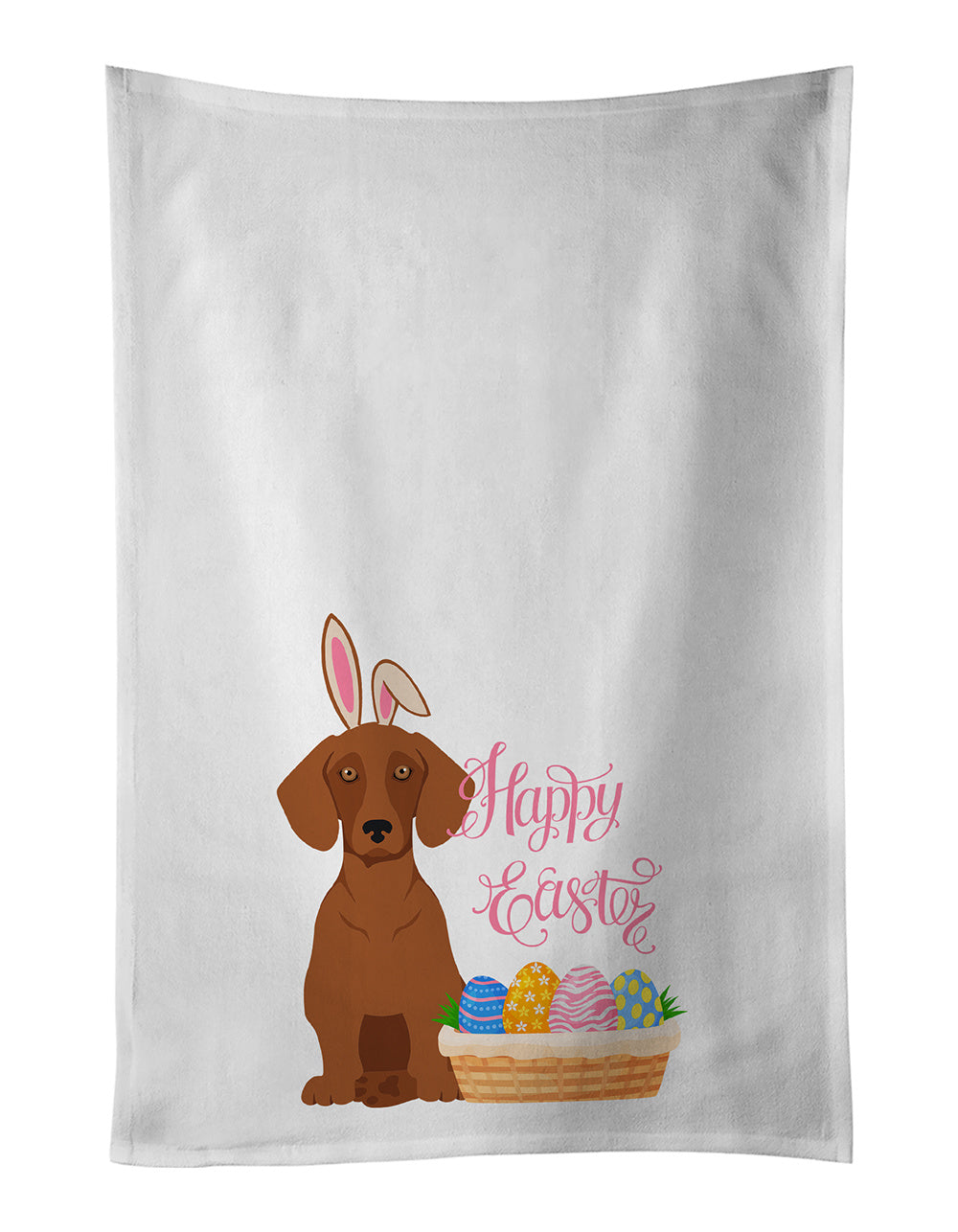 NEW Red Dachshund Easter Kitchen Towel Set of 2 White Dish Towels Decorative Bathroom Hand towel for Hand, Face, Hair, Yoga, Tea, Dishcloth, 19 X 28", White