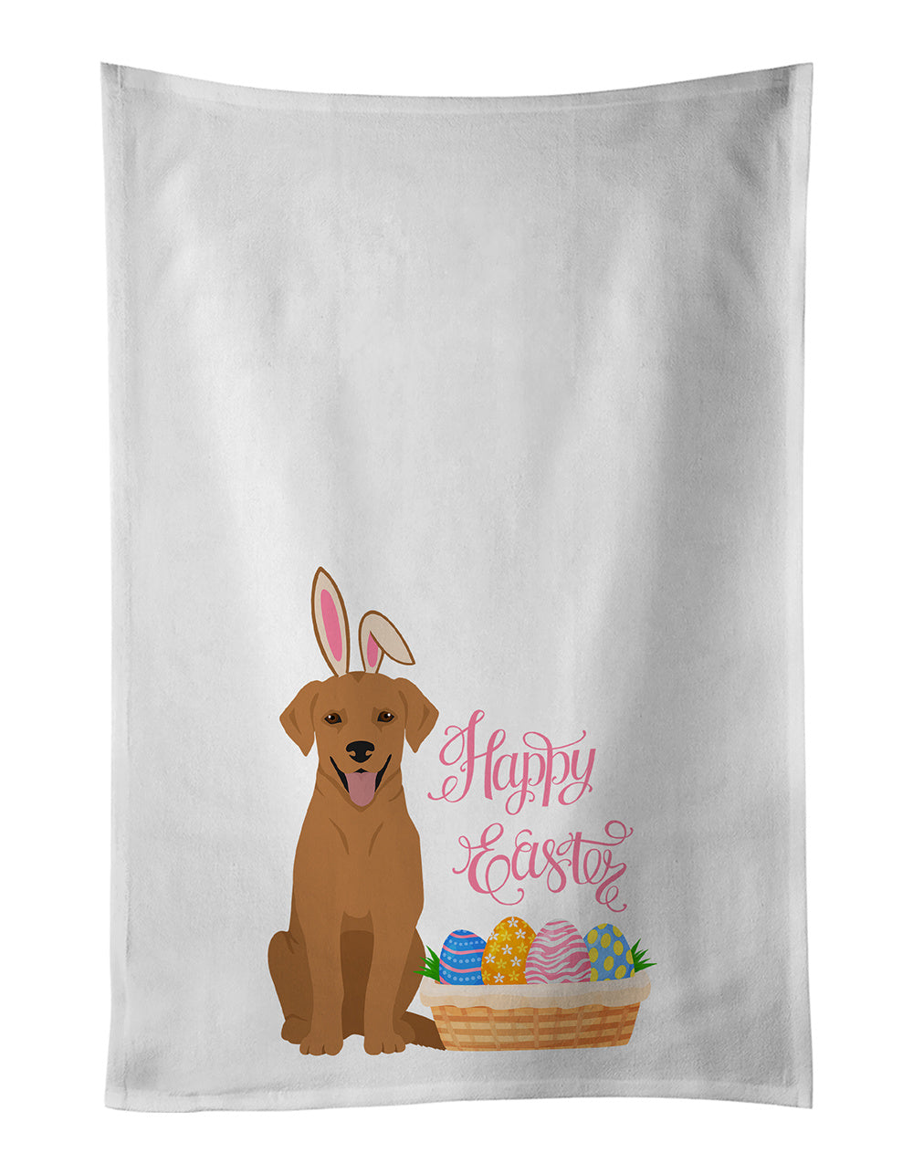 NEW Red Fox Labrador Retriever Easter Kitchen Towel Set of 2 White Dish Towels Decorative Bathroom Hand towel for Hand, Face, Hair, Yoga, Tea, Dishcloth, 19 X 28", White