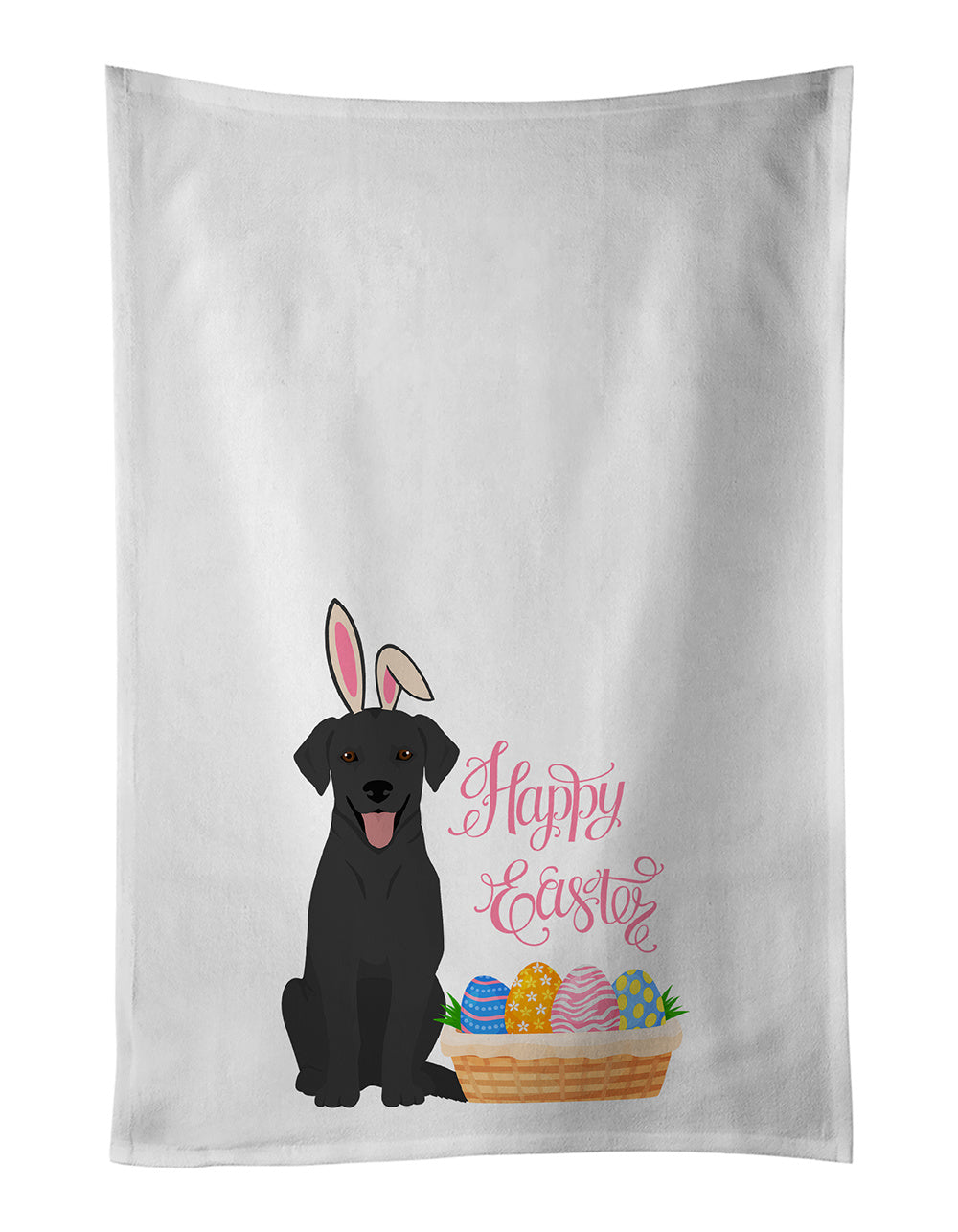 NEW Black Labrador Retriever Easter Kitchen Towel Set of 2 White Dish Towels Decorative Bathroom Hand towel for Hand, Face, Hair, Yoga, Tea, Dishcloth, 19 X 28", White