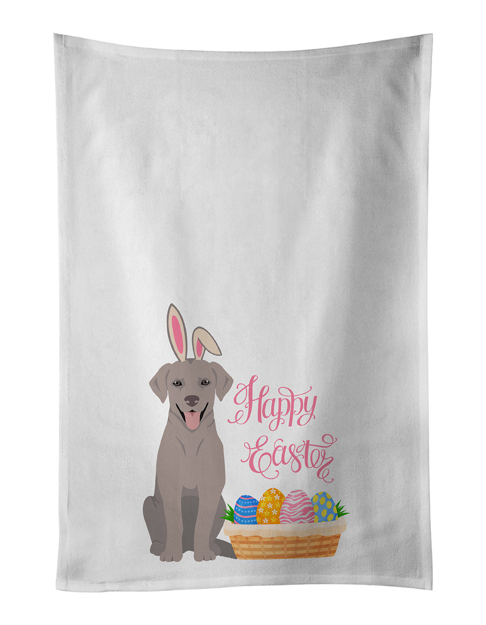 NEW Gray Labrador Retriever Easter Kitchen Towel Set of 2 White Dish Towels Decorative Bathroom Hand towel for Hand, Face, Hair, Yoga, Tea, Dishcloth, 19 X 28", White