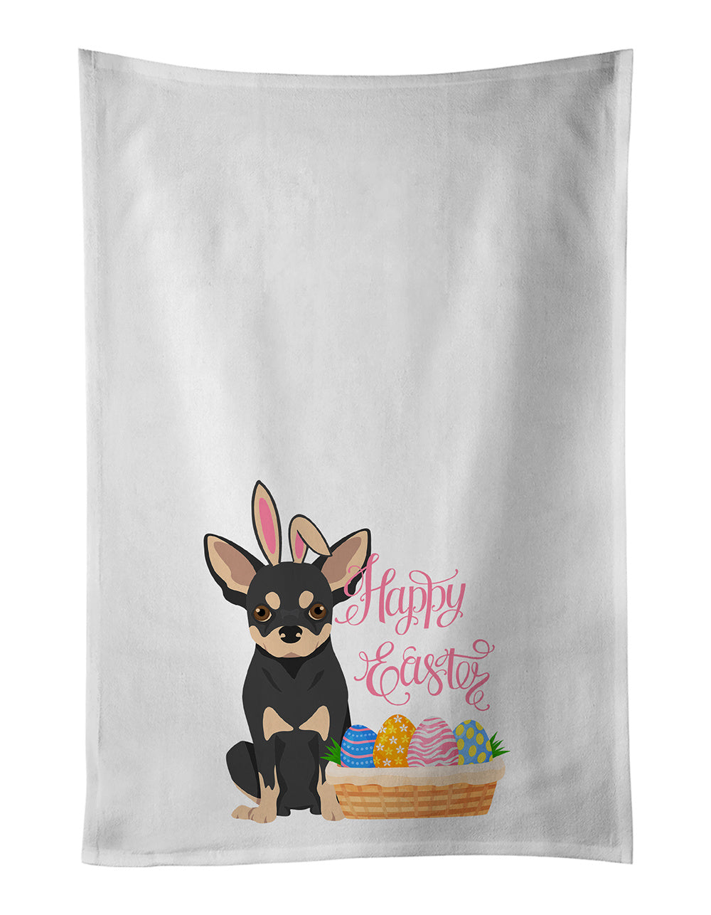 NEW Black and Cream Chihuahua Easter Kitchen Towel Set of 2 White Dish Towels Decorative Bathroom Hand towel for Hand, Face, Hair, Yoga, Tea, Dishcloth, 19 X 28", White