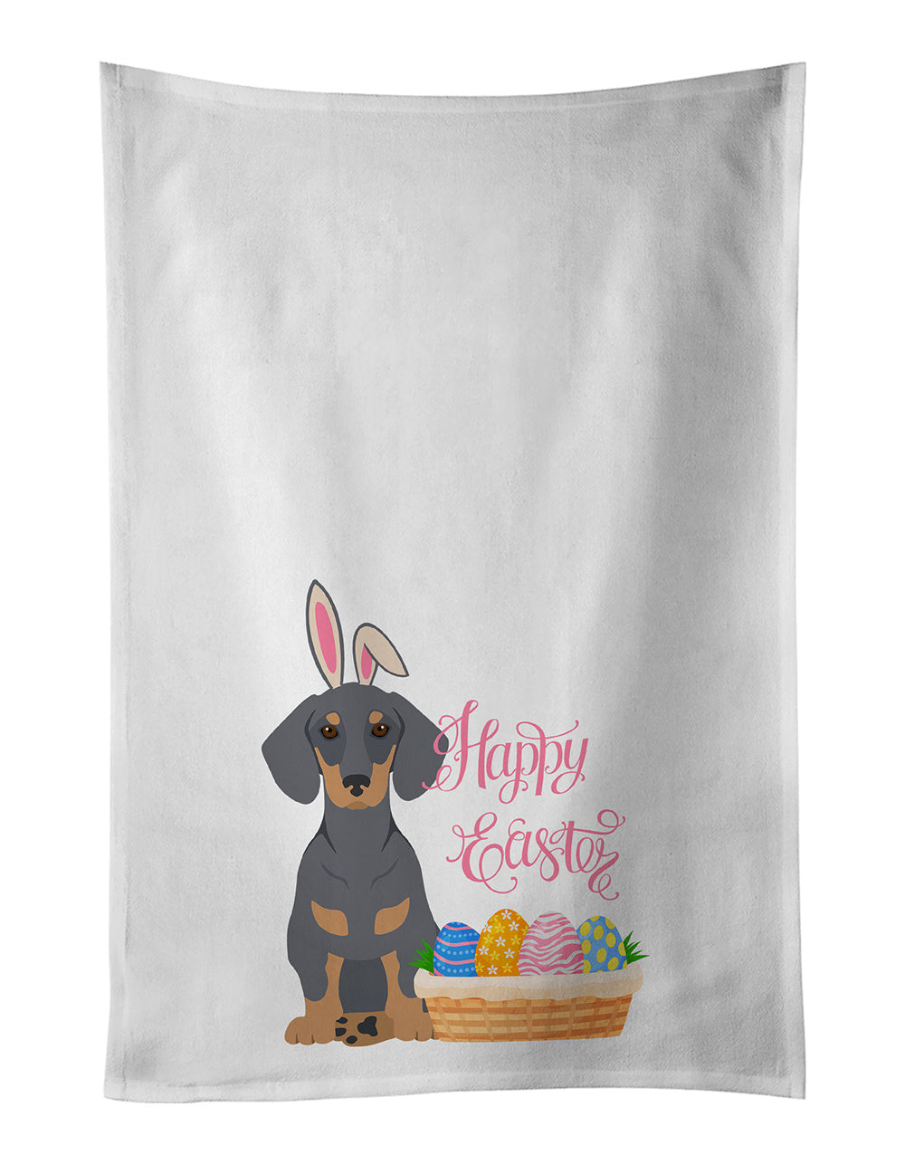 NEW Blue and Tan Dachshund Easter Kitchen Towel Set of 2 White Dish Towels Decorative Bathroom Hand towel for Hand, Face, Hair, Yoga, Tea, Dishcloth, 19 X 28", White