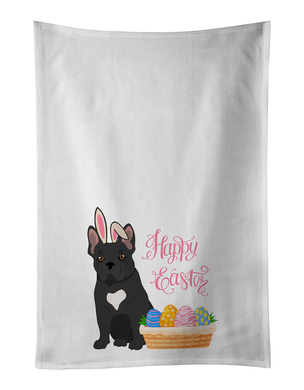 NEW Black French Bulldog Easter Kitchen Towel Set of 2 White Dish Towels Decorative Bathroom Hand towel for Hand, Face, Hair, Yoga, Tea, Dishcloth, 19 X 28", White