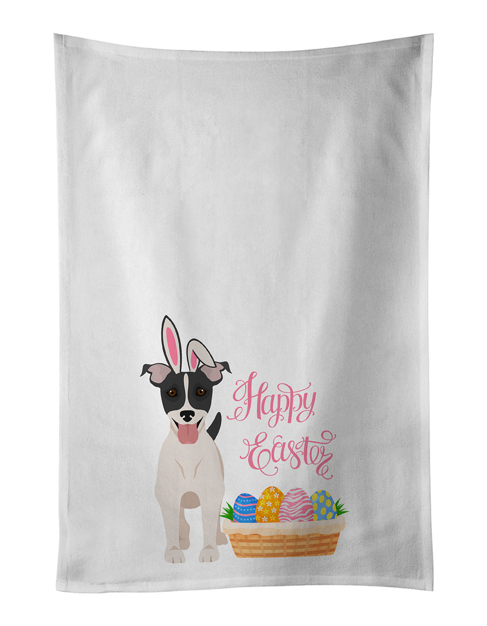 NEW Black White Smooth Jack Russell Terrier Easter Kitchen Towel Set of 2 White Dish Towels Decorative Bathroom Hand towel for Hand, Face, Hair, Yoga, Tea, Dishcloth, 19 X 28", White