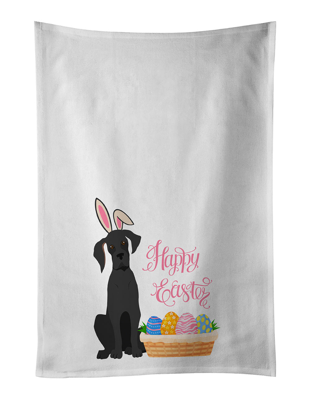 NEW Black Great Dane Easter Kitchen Towel Set of 2 White Dish Towels Decorative Bathroom Hand towel for Hand, Face, Hair, Yoga, Tea, Dishcloth, 19 X 28", White