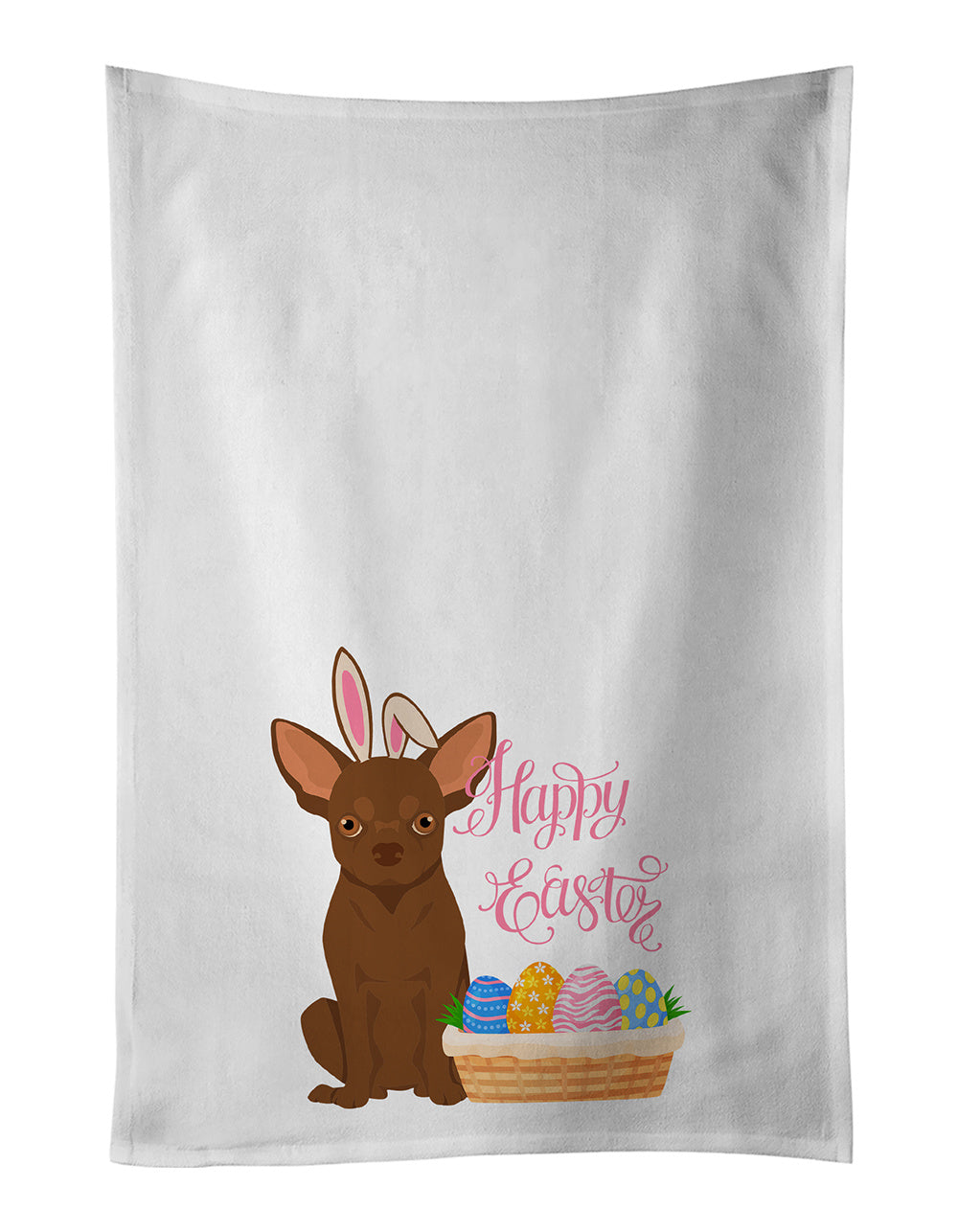 NEW Chocolate Chihuahua Easter Kitchen Towel Set of 2 White Dish Towels Decorative Bathroom Hand towel for Hand, Face, Hair, Yoga, Tea, Dishcloth, 19 X 28", White