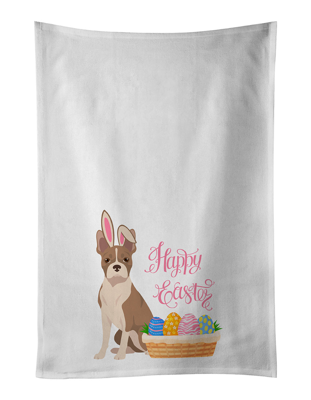 NEW Fawn Boston Terrier Easter Kitchen Towel Set of 2 White Dish Towels Decorative Bathroom Hand towel for Hand, Face, Hair, Yoga, Tea, Dishcloth, 19 X 28", White