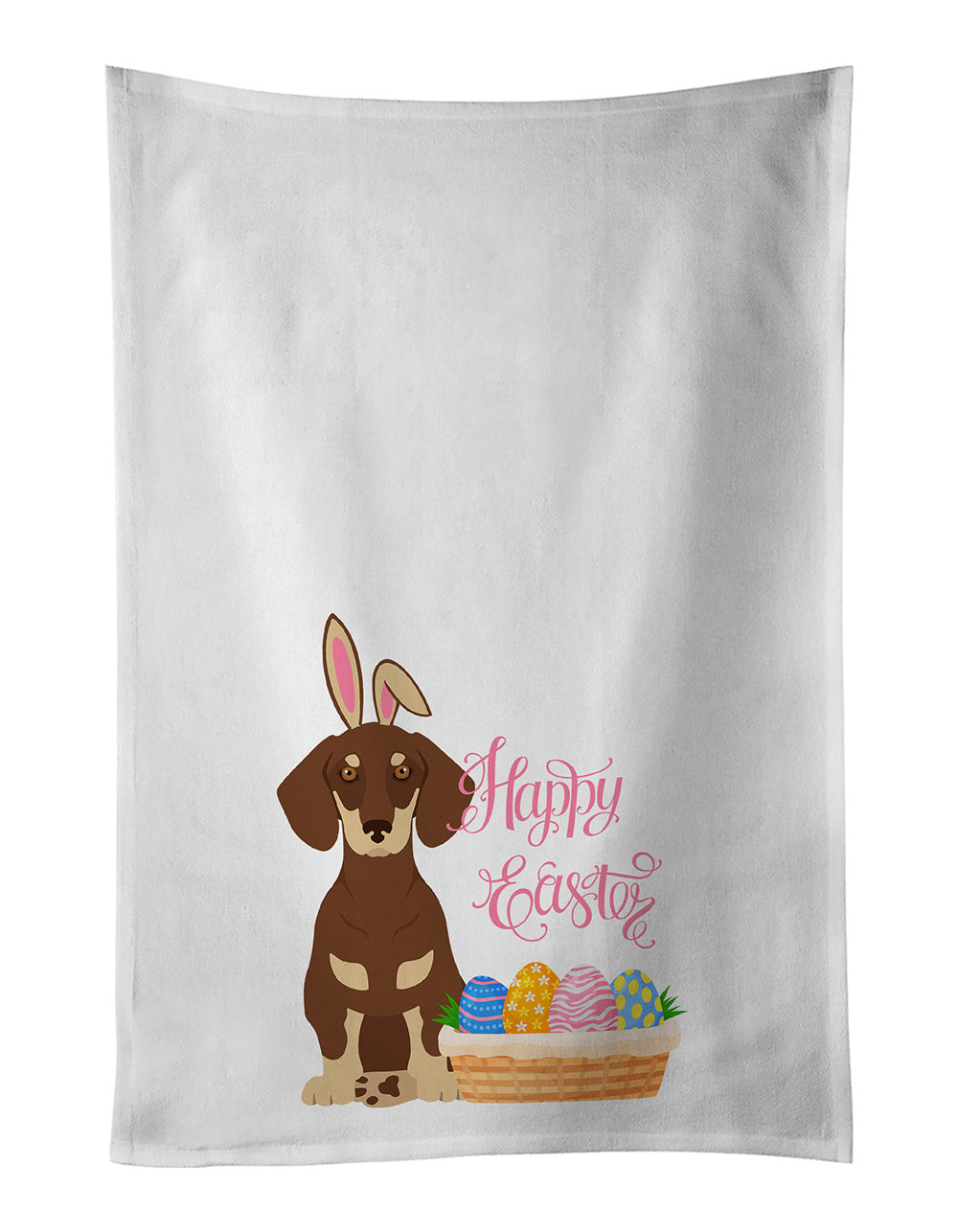 NEW Chocolate and Cream Dachshund Easter Kitchen Towel Set of 2 White Dish Towels Decorative Bathroom Hand towel for Hand, Face, Hair, Yoga, Tea, Dishcloth, 19 X 28", White