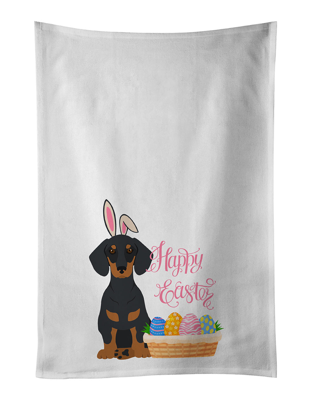 NEW Black and Tan Dachshund Easter Kitchen Towel Set of 2 White Dish Towels Decorative Bathroom Hand towel for Hand, Face, Hair, Yoga, Tea, Dishcloth, 19 X 28", White