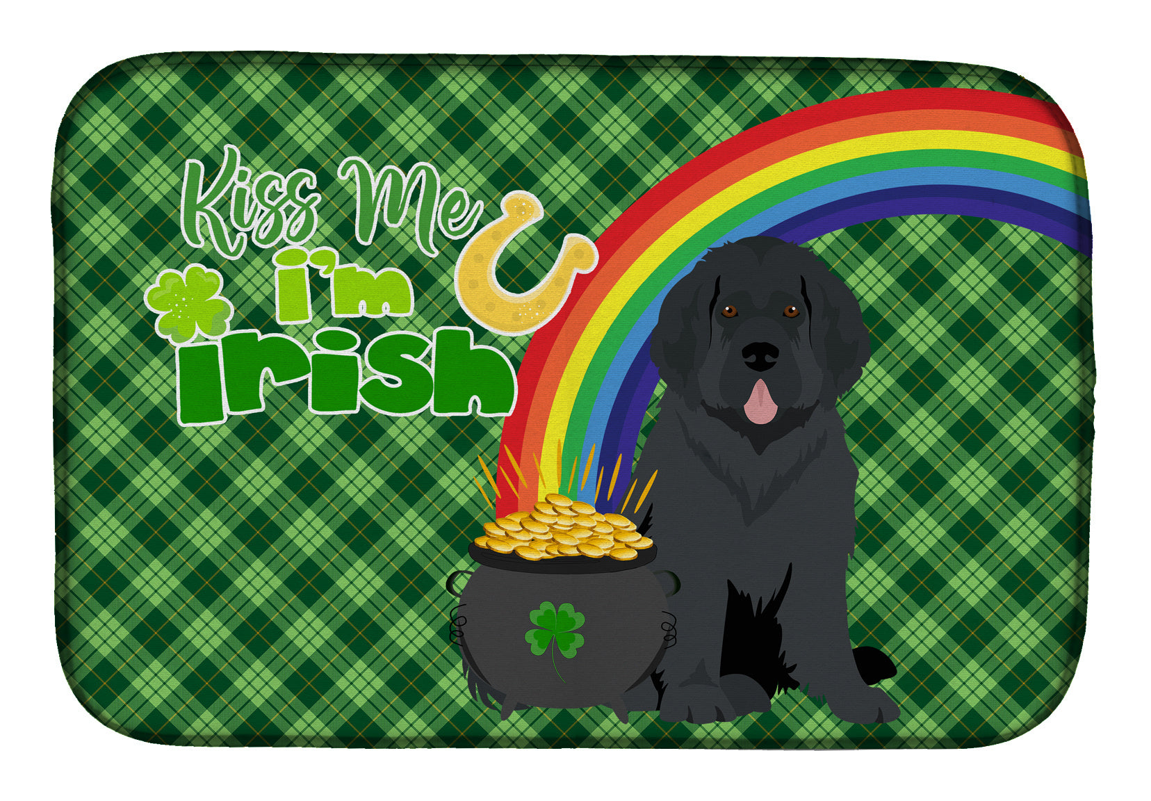 NEW Black Newfoundland St. Patrick's Day Dish Drying Mat Absorbent Dish Drying Mat Pad for Kitchen Counter Dish Drainer Mat for Countertop, 14 x 21", Multicolor