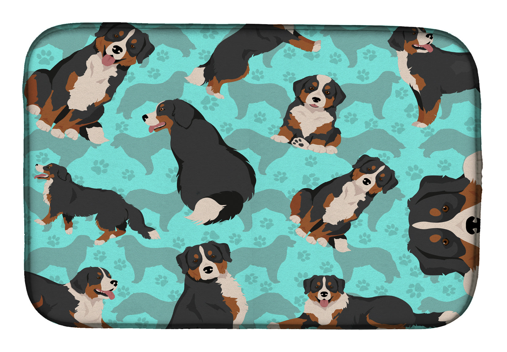 Bernese Mountain Dog Dish Drying Mat Absorbent Dish Drying Mat Pad for Kitchen Counter Dish Drainer Mat for Countertop, 14 x 21", Multicolor