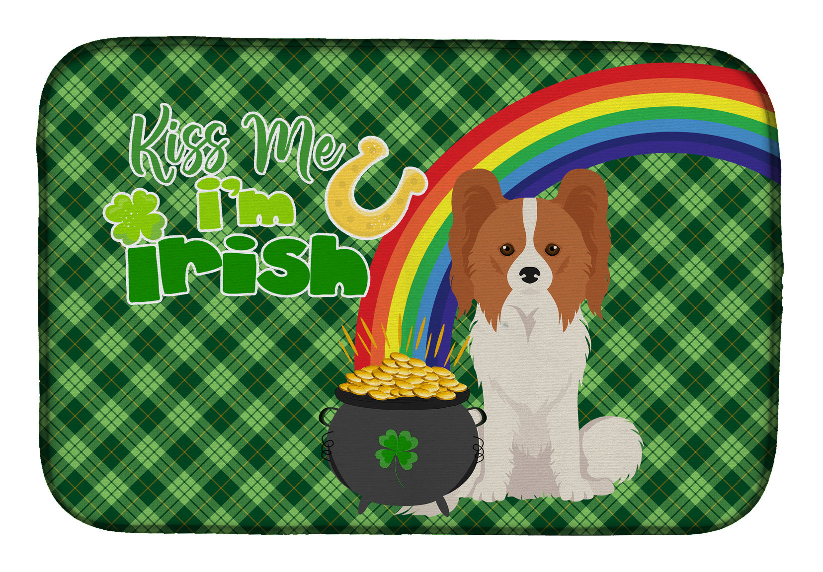 NEW Red and White Papillon St. Patrick's Day Dish Drying Mat Absorbent Dish Drying Mat Pad for Kitchen Counter Dish Drainer Mat for Countertop, 14 x 21", Multicolor