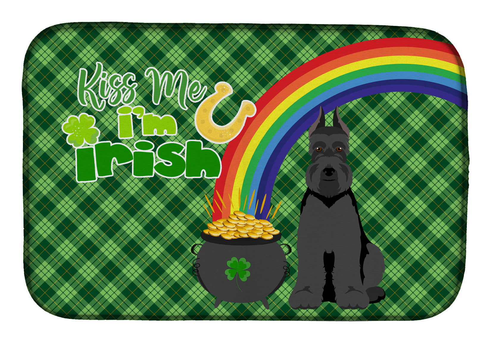 NEW Black Schnauzer St. Patrick's Day Dish Drying Mat Absorbent Dish Drying Mat Pad for Kitchen Counter Dish Drainer Mat for Countertop, 14 x 21", Multicolor