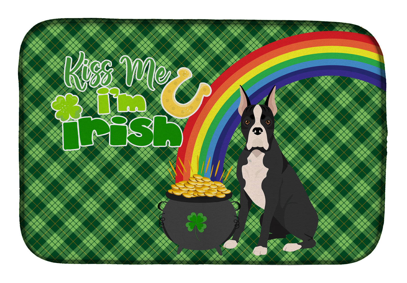 NEW Black Boxer St. Patrick's Day Dish Drying Mat Absorbent Dish Drying Mat Pad for Kitchen Counter Dish Drainer Mat for Countertop, 14 x 21", Multicolor