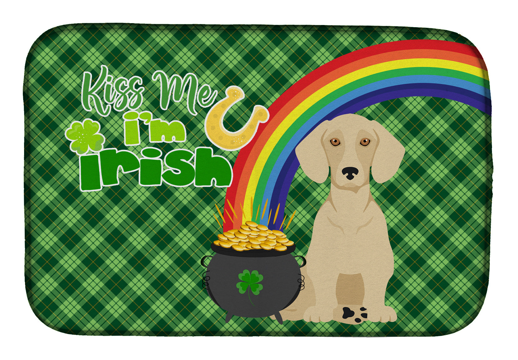 NEW Cream Dachshund St. Patrick's Day Dish Drying Mat Absorbent Dish Drying Mat Pad for Kitchen Counter Dish Drainer Mat for Countertop, 14 x 21", Multicolor