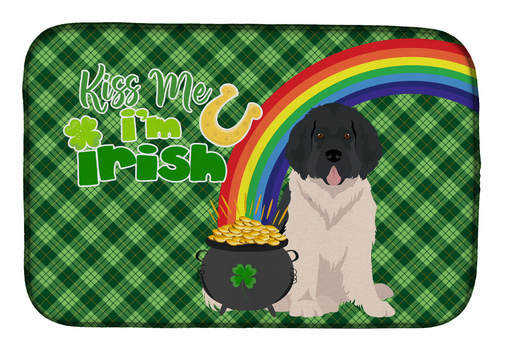 NEW Landseer Newfoundland St. Patrick's Day Dish Drying Mat Absorbent Dish Drying Mat Pad for Kitchen Counter Dish Drainer Mat for Countertop, 14 x 21", Multicolor