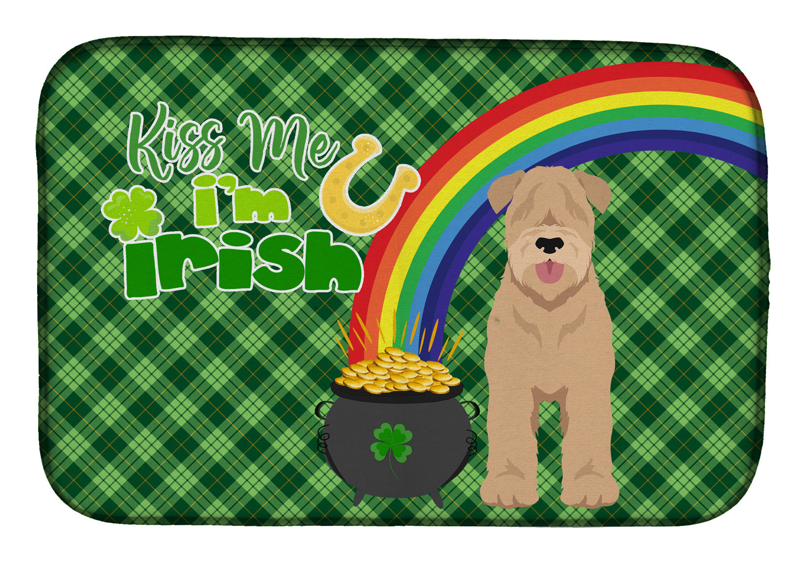 NEW Red Wheaten Terrier St. Patrick's Day Dish Drying Mat Absorbent Dish Drying Mat Pad for Kitchen Counter Dish Drainer Mat for Countertop, 14 x 21", Multicolor