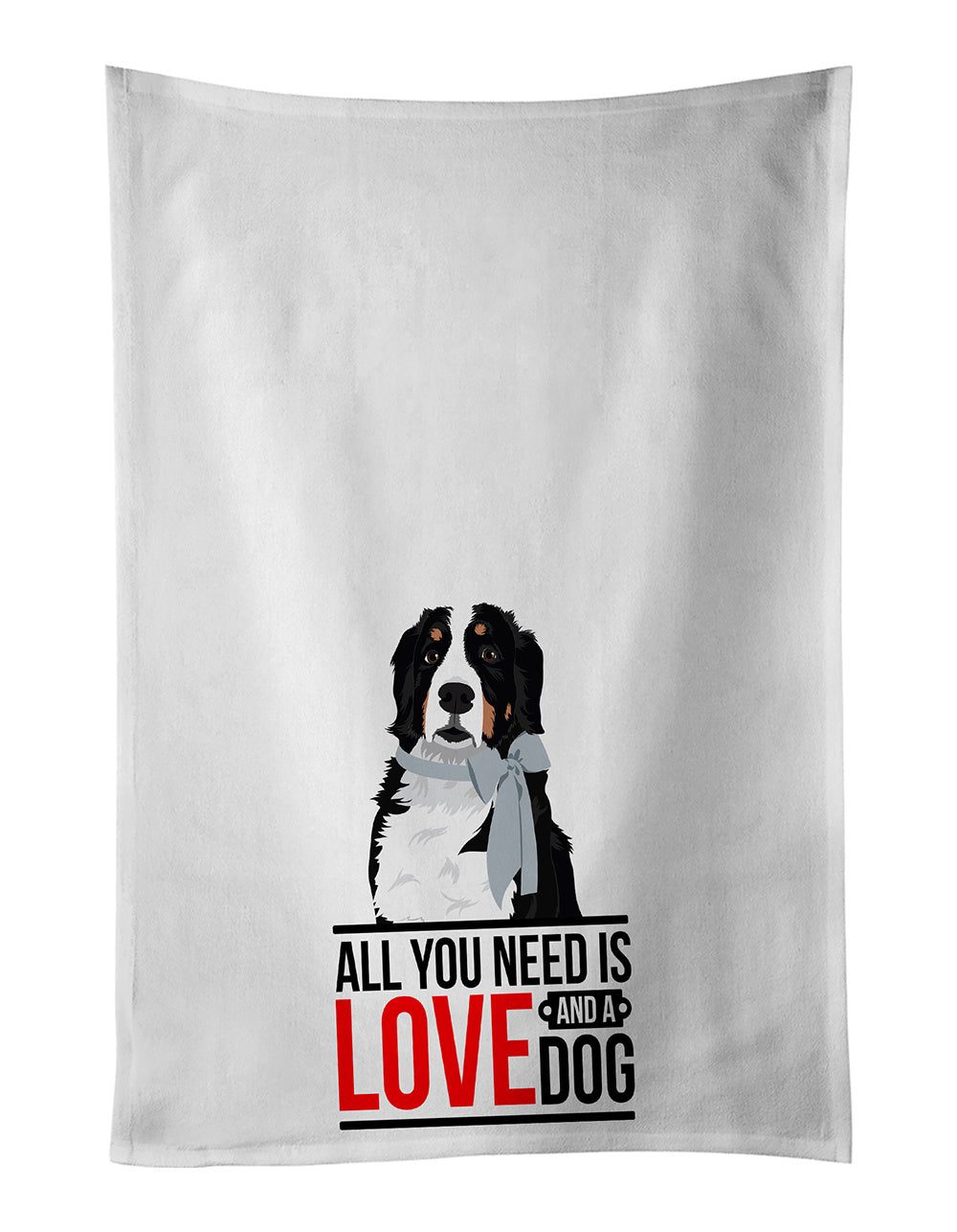 Bernese Mountain Dog #3 Kitchen Towel Set of 2 White Dish Towels Decorative Bathroom Hand towel for Hand, Face, Hair, Yoga, Tea, Dishcloth, 19 X 28", White