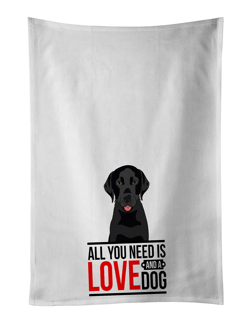 NEW Labrador Retriever Black #3 Kitchen Towel Set of 2 White Dish Towels Decorative Bathroom Hand towel for Hand, Face, Hair, Yoga, Tea, Dishcloth, 19 X 28", White