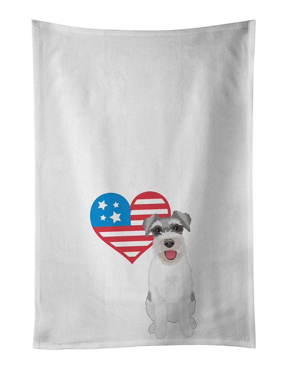 NEW Schnauzer Salt and Pepper #3 Patriotic Kitchen Towel Set of 2 White Dish Towels Decorative Bathroom Hand towel for Hand, Face, Hair, Yoga, Tea, Dishcloth, 19 X 28", White