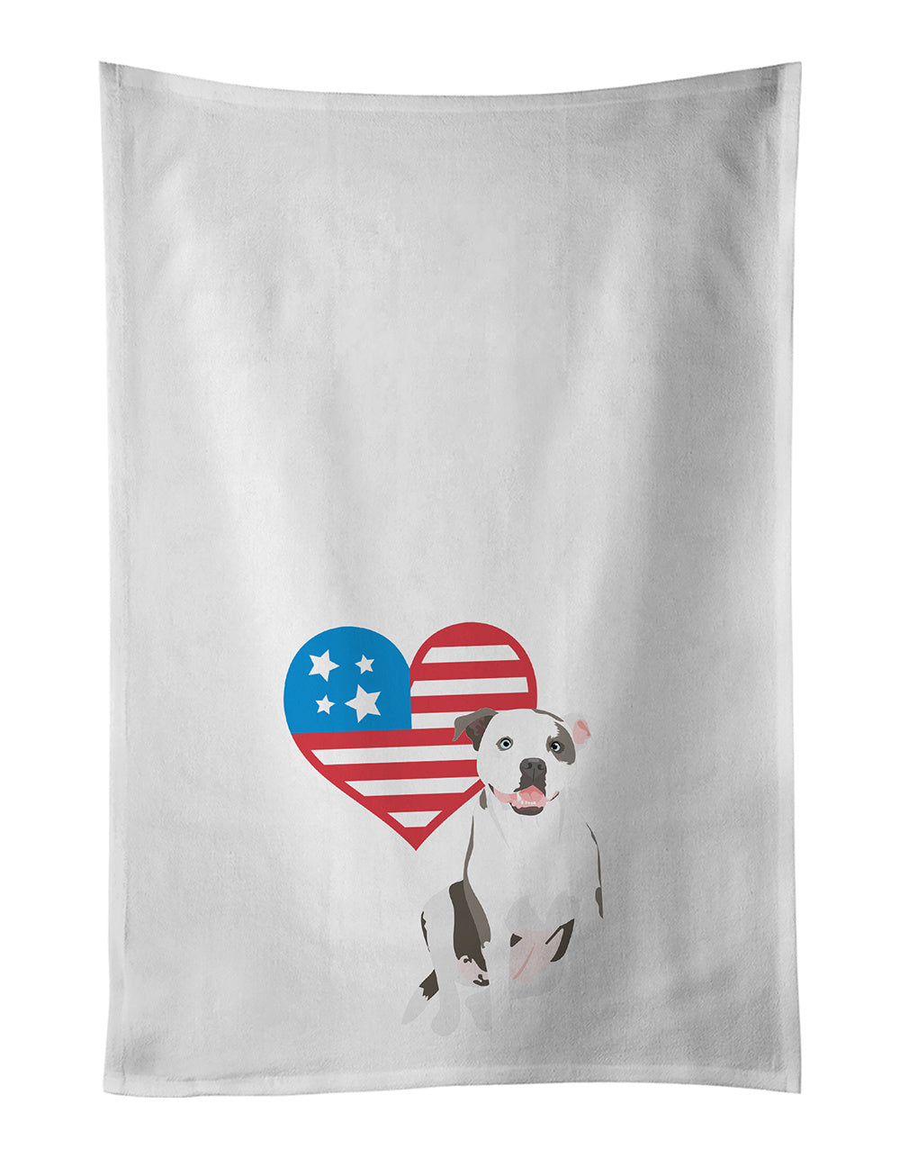 NEW Pit Bull White #3 Patriotic Kitchen Towel Set of 2 White Dish Towels Decorative Bathroom Hand towel for Hand, Face, Hair, Yoga, Tea, Dishcloth, 19 X 28", White