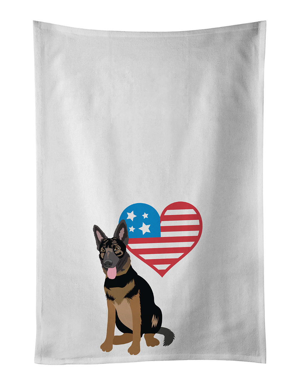 NEW German Shepherd Bicolor Patriotic Kitchen Towel Set of 2 White Dish Towels Decorative Bathroom Hand towel for Hand, Face, Hair, Yoga, Tea, Dishcloth, 19 X 28", White