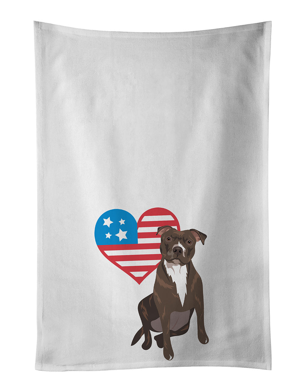 NEW Pit Bull Brindle #2 Patriotic Kitchen Towel Set of 2 White Dish Towels Decorative Bathroom Hand towel for Hand, Face, Hair, Yoga, Tea, Dishcloth, 19 X 28", White