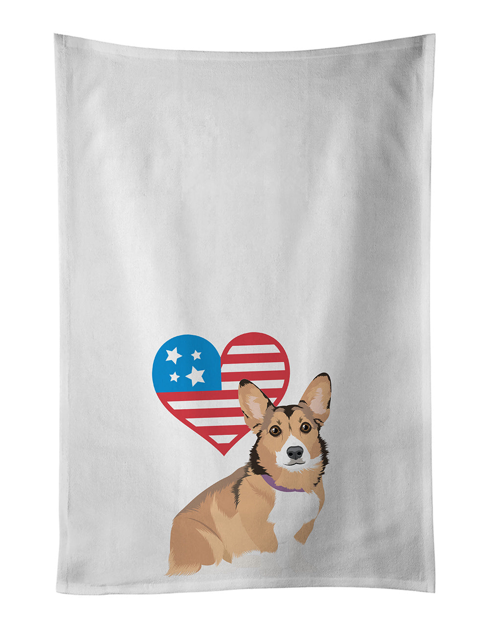 NEW Pembroke Welsh Corgi Sable and White Patriotic Kitchen Towel Set of 2 White Dish Towels Decorative Bathroom Hand towel for Hand, Face, Hair, Yoga, Tea, Dishcloth, 19 X 28", White