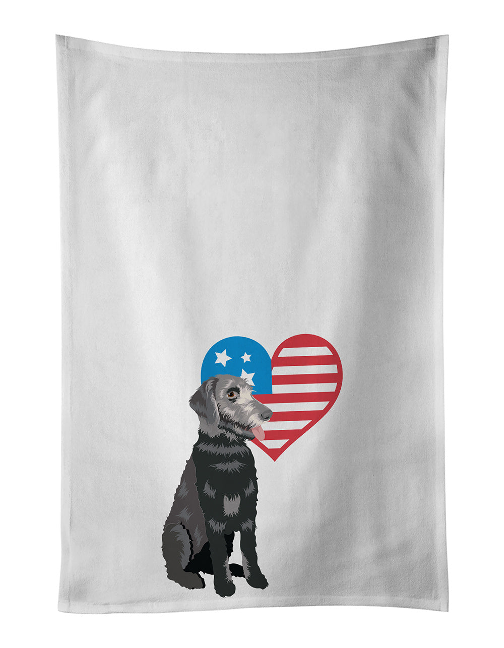 NEW Schnauzer Black and Tan Patriotic Kitchen Towel Set of 2 White Dish Towels Decorative Bathroom Hand towel for Hand, Face, Hair, Yoga, Tea, Dishcloth, 19 X 28", White